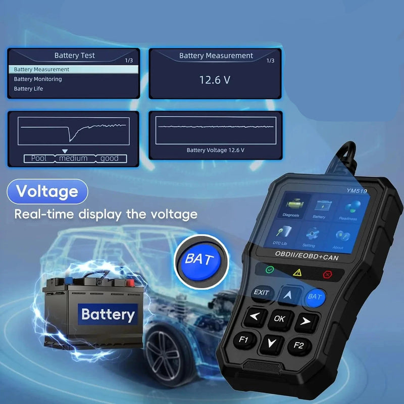 Scanner Automotivo Testador de Bateria Verificador de Sistema de Motor Leitor de Código de Falha