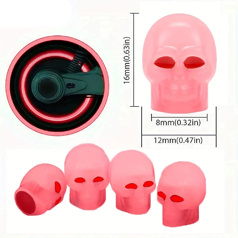 Tampas de válvula de pneu de carro fluorescentes de caveira