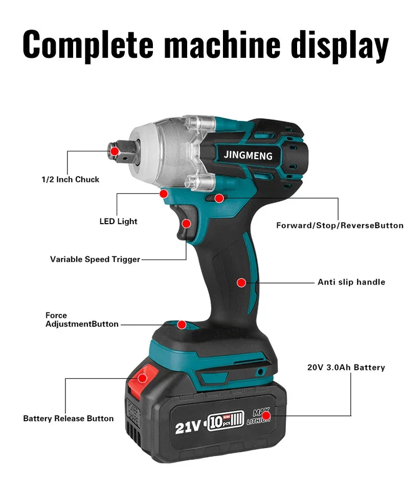 Chave de impacto elétrica sem fio bateria de 21 V