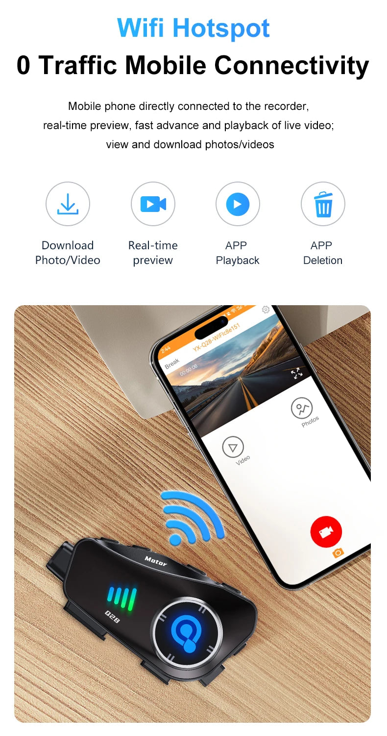 Gravador de capacete com Bluetooth e Wifi á Prova D´Água