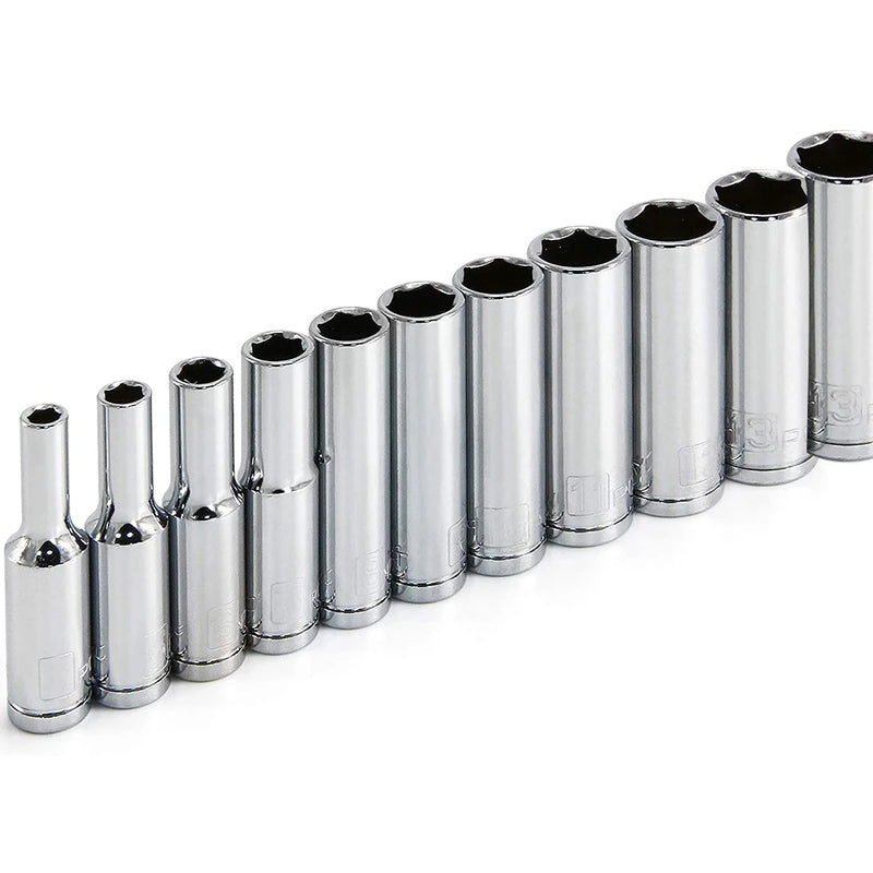 Conjunto de soquetes cromados longos métricos de 11 peças