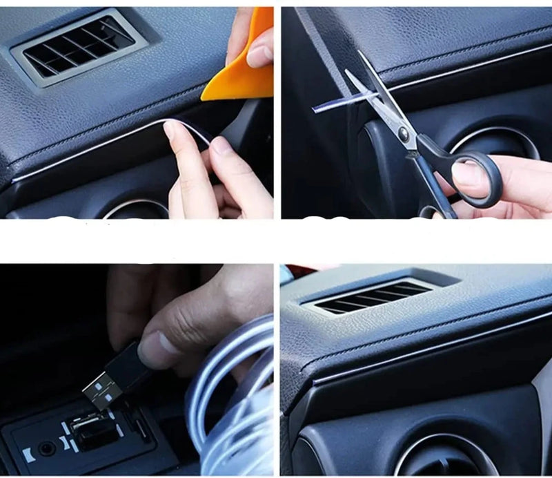 Fita led mult cor para interiores de carros efeito neon