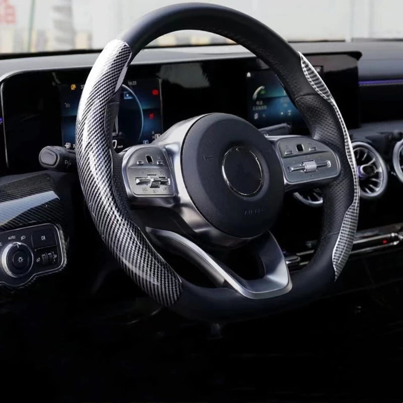 Nova Capa de Volante de Carro Fibra de Carbono Ultrafina Antiderrapante